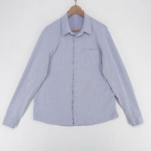 Lululemon Commission Shirt Mens XL Blue Heather Long Sleeve Button Up Zipper